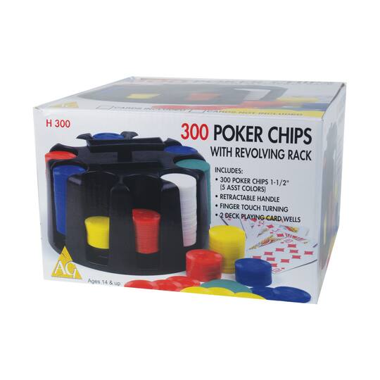 300 Poker Chips with Revolving Rack
